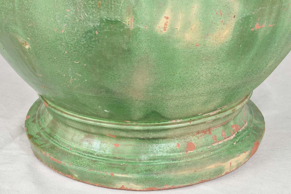 Large 19th century Olive jar - tapered with green glaze - Tournac 35½"
