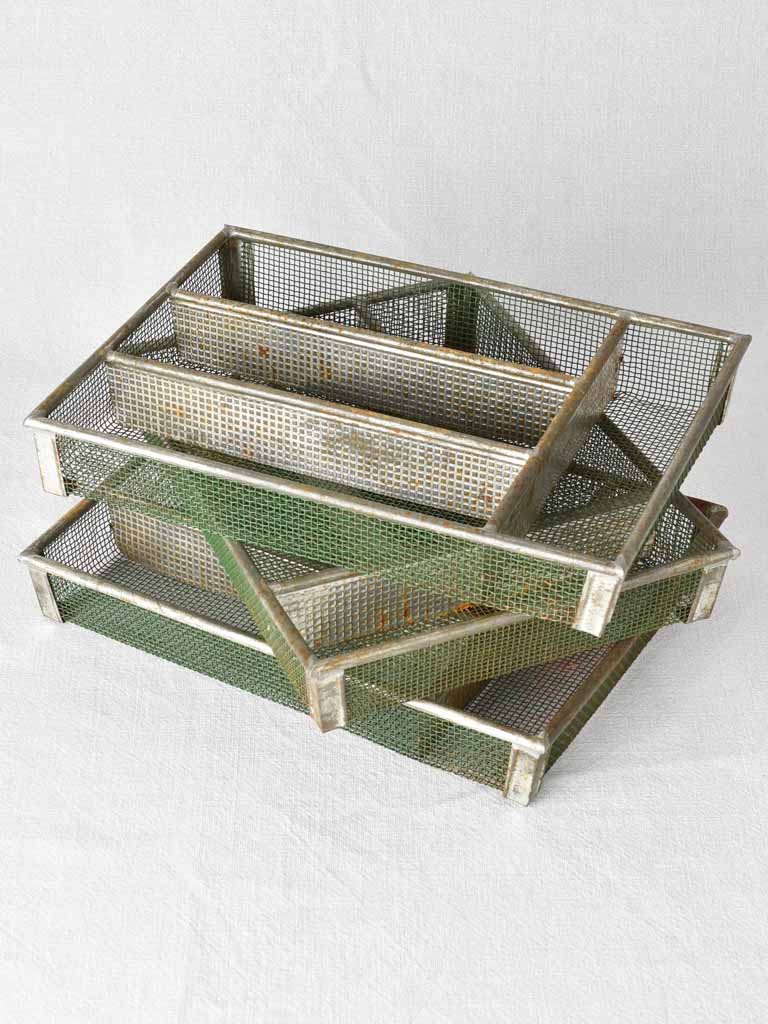3 wire mesh cutlery trays from the 1950s. 13½"