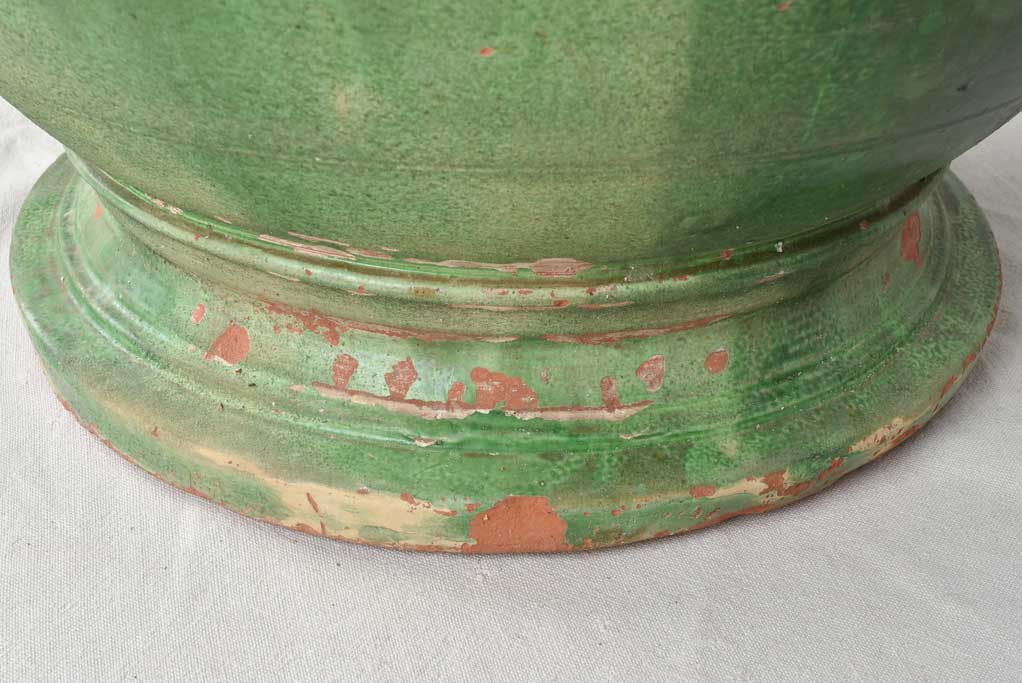 Large 19th century Olive jar - tapered with green glaze - Tournac 35½"
