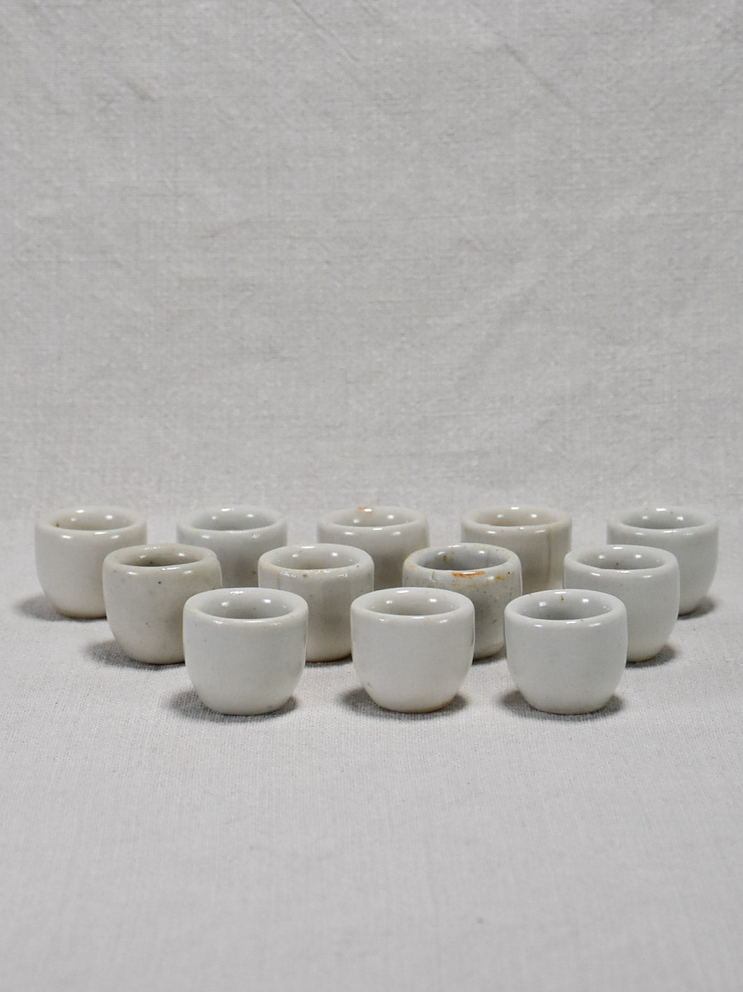 Collection of ten vintage snail pots from Burgundy - white 1¼"