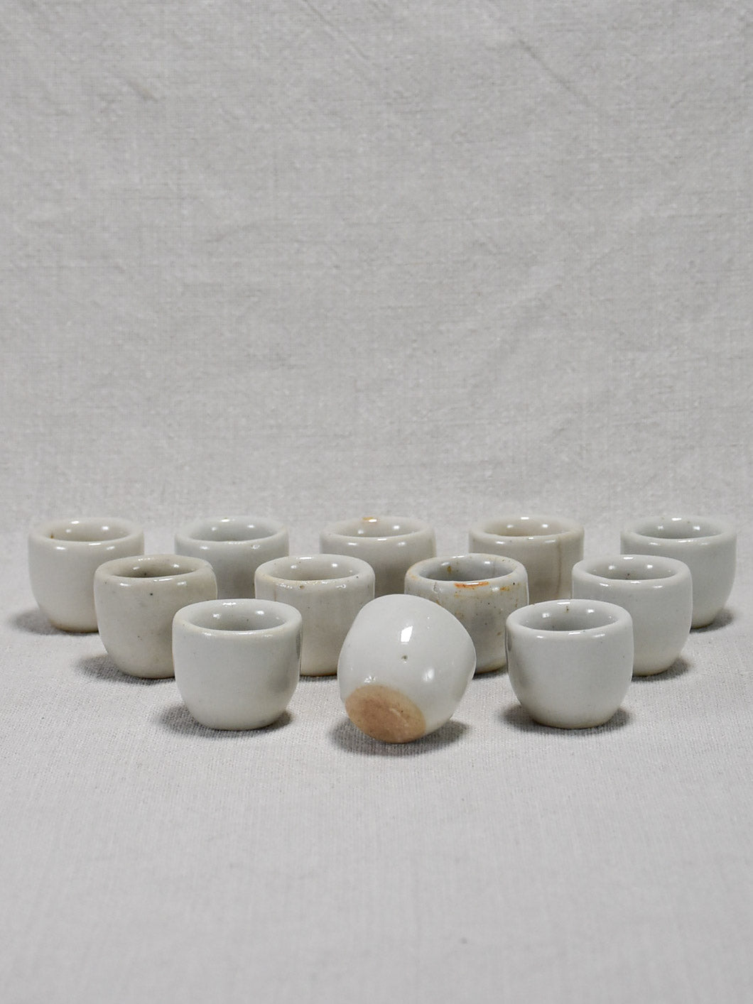 Collection of ten vintage snail pots from Burgundy - white 1¼"