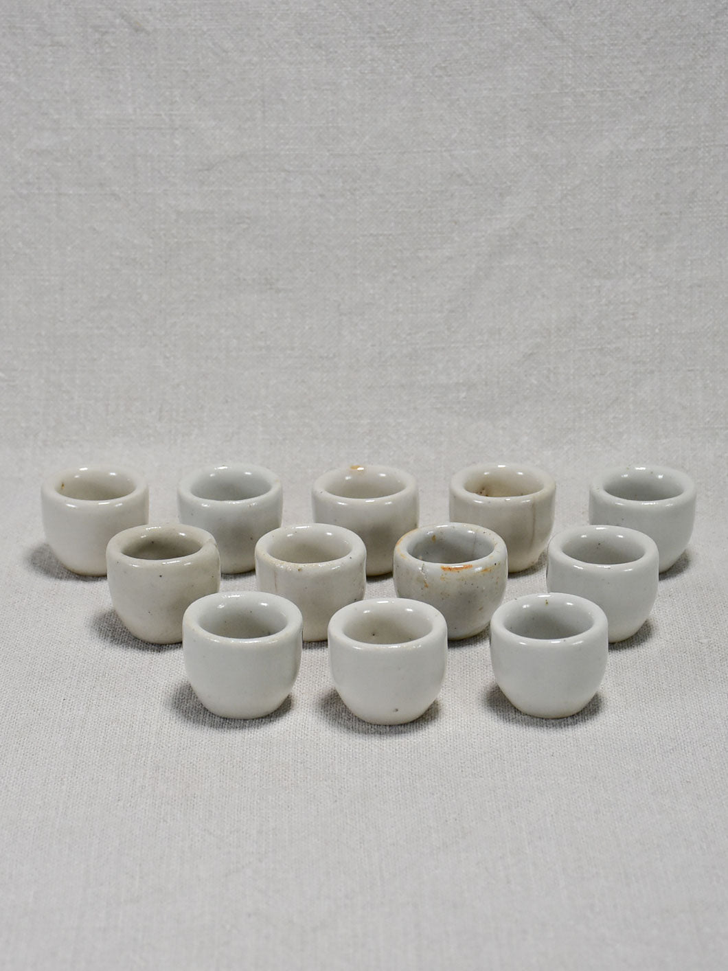 Collection of ten vintage snail pots from Burgundy - white 1¼"