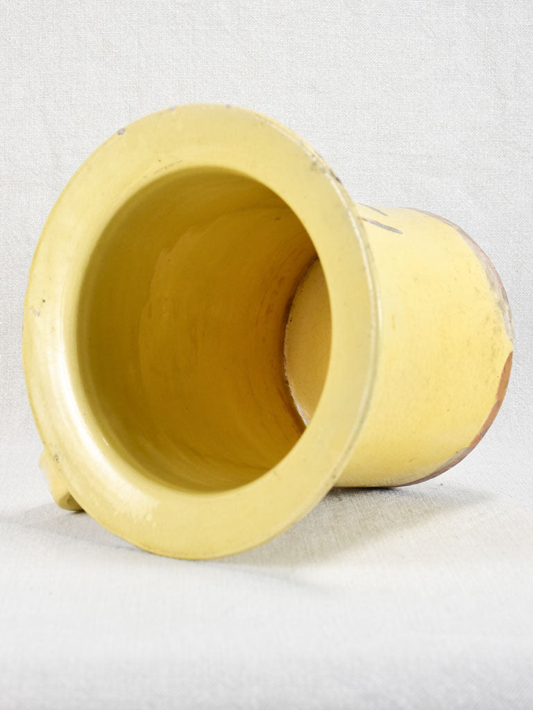 Late nineteenth-century French chamber pot with yellow glaze 8"