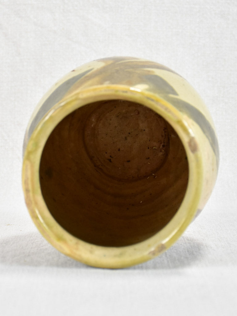 Mid-twentieth century French preserving pot with marbleized glaze - green 6"