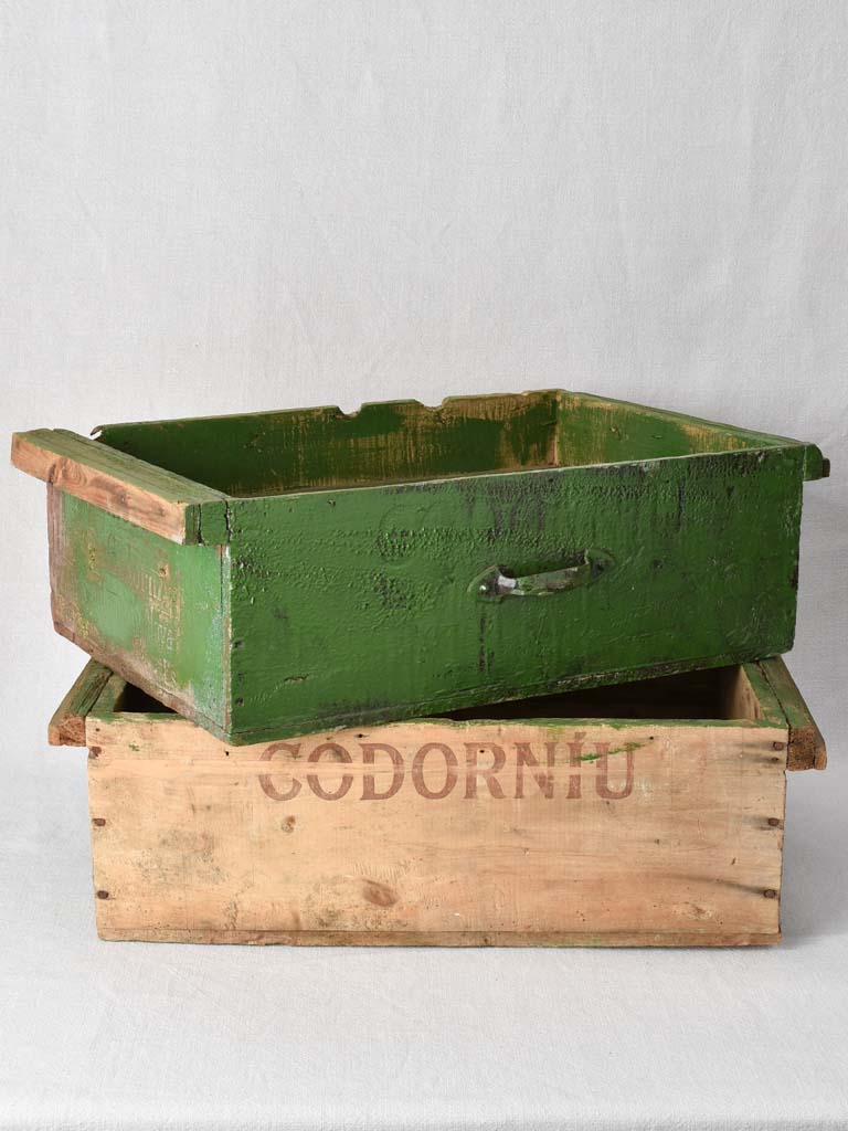 2 green painted drawers from the 1950s -24¾" x 15"