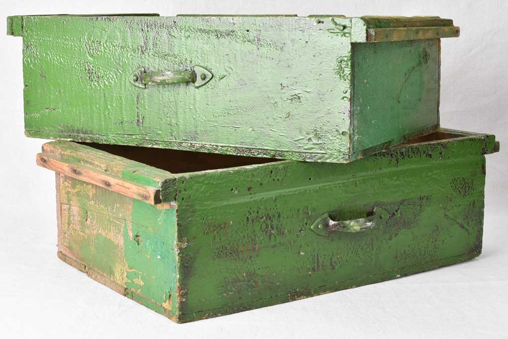 2 green painted drawers from the 1950s -24¾" x 15"