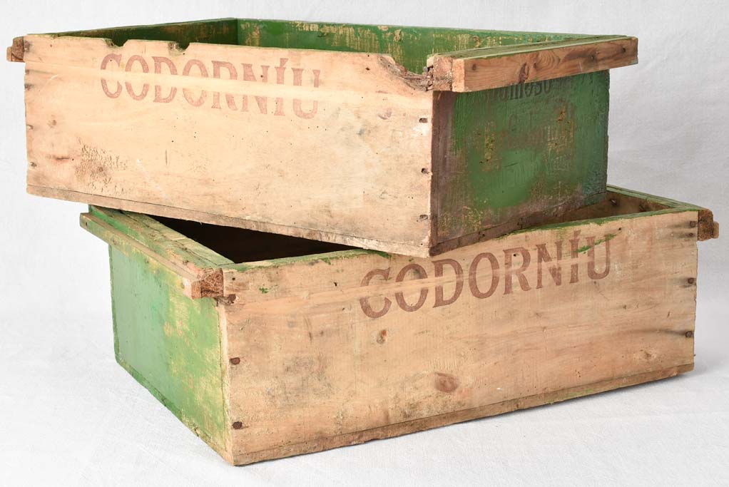 2 green painted drawers from the 1950s -24¾" x 15"