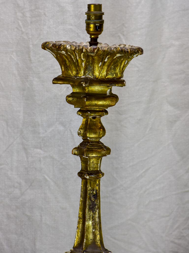 Very large 18th Century church candlestick lamp