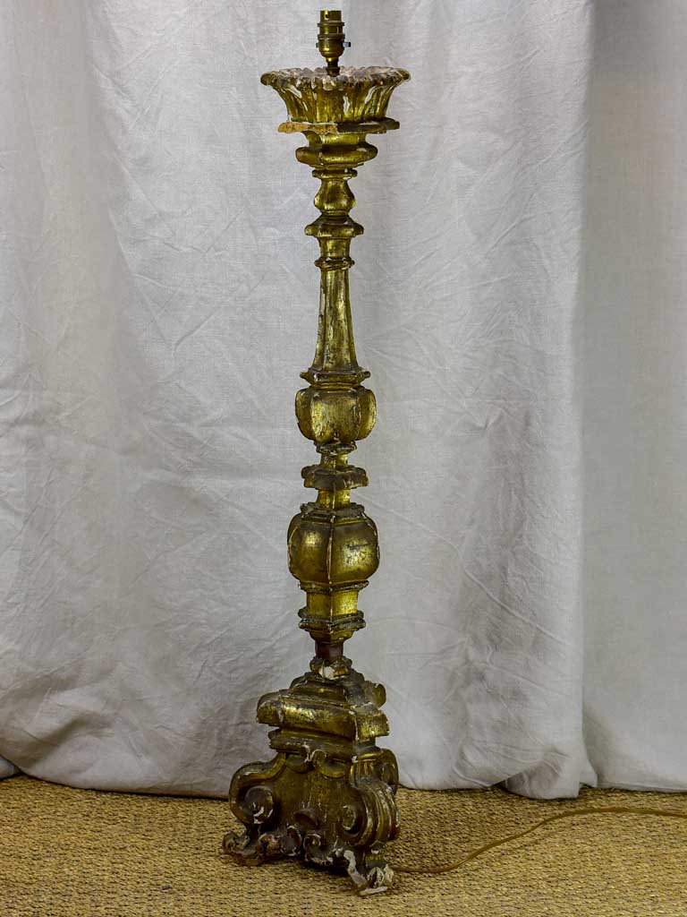 Very large 18th Century church candlestick lamp