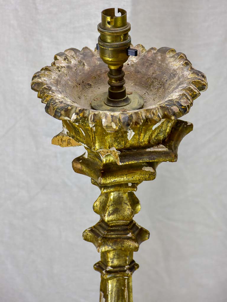 Very large 18th Century church candlestick lamp