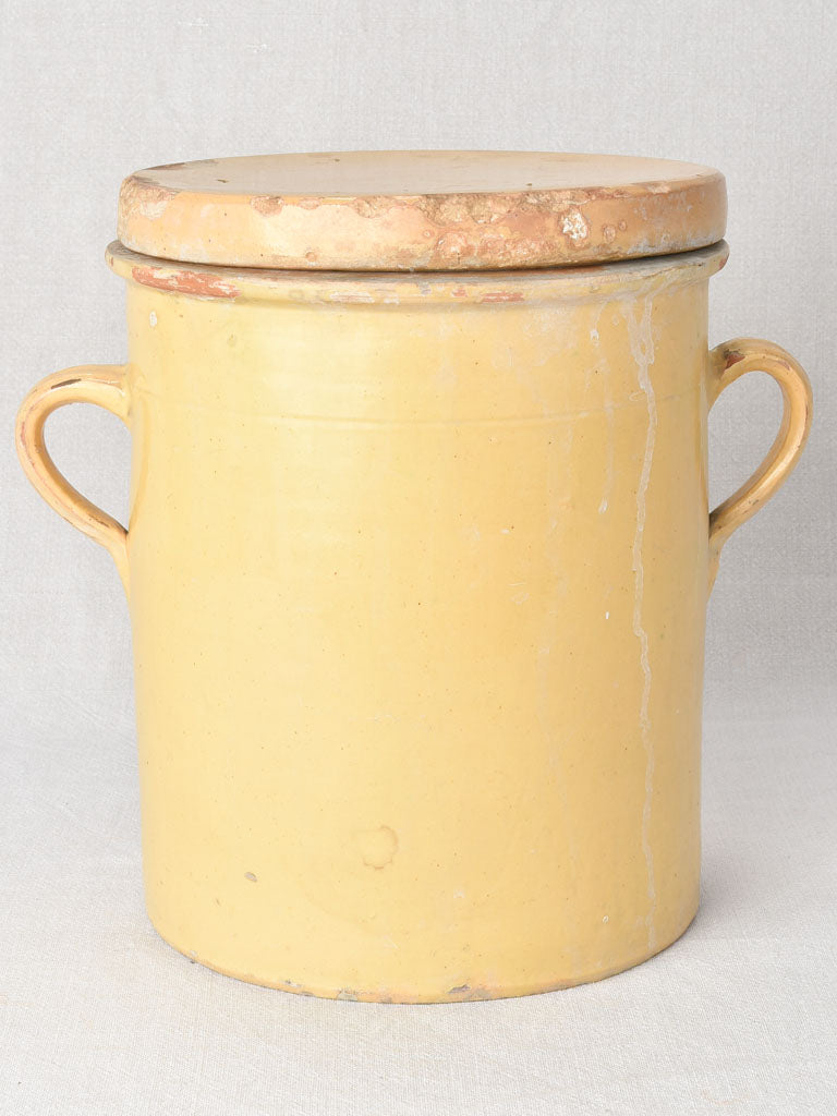 Large lidded 19th century Provencal preserving pot 13"