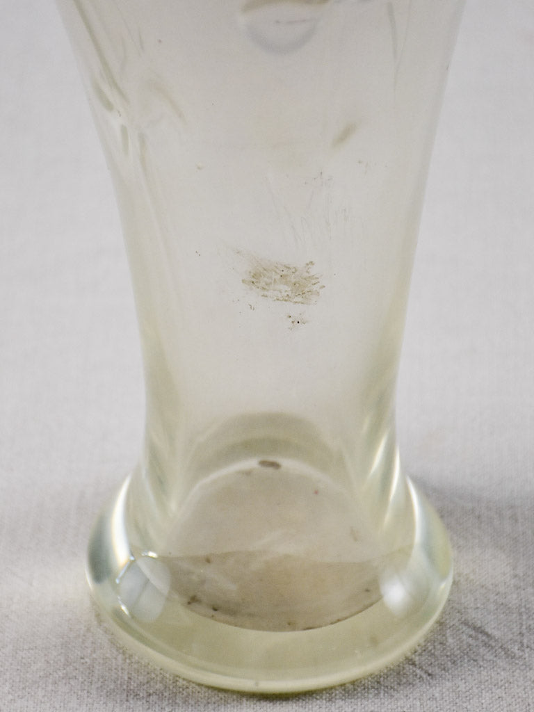 Unique floral glass vase with cloudy finish