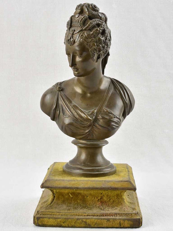 Intricate patina aged bronze bust