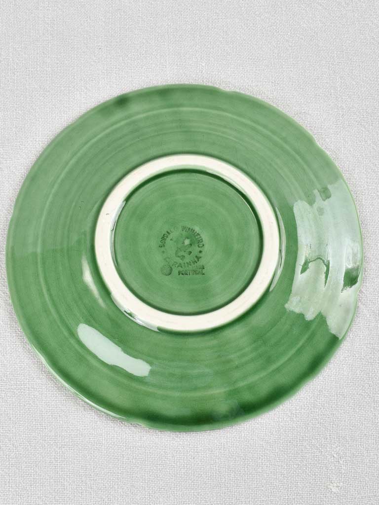 12 vintage barbotine cabbage leaf plates 8¾"
