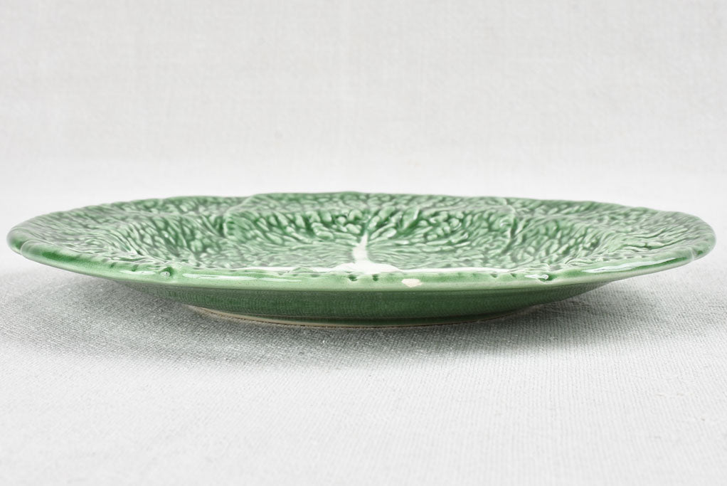 12 vintage barbotine cabbage leaf plates 8¾"