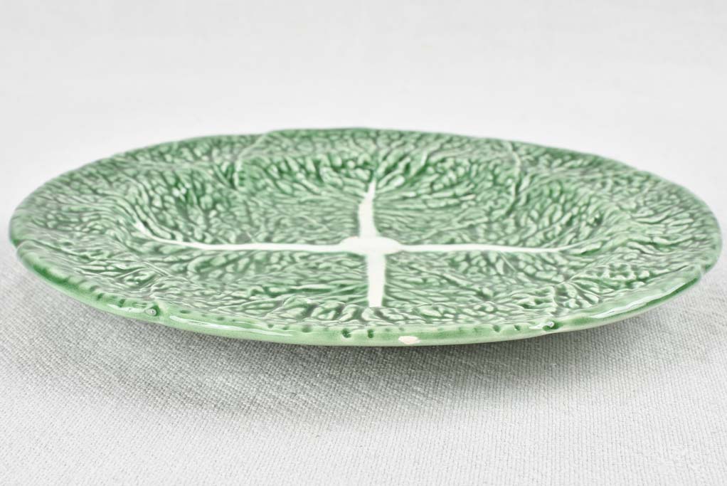 12 vintage barbotine cabbage leaf plates 8¾"