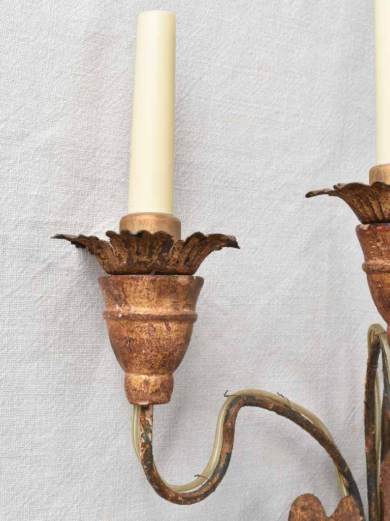 Pair of Italian wall sconces with five lights 22"