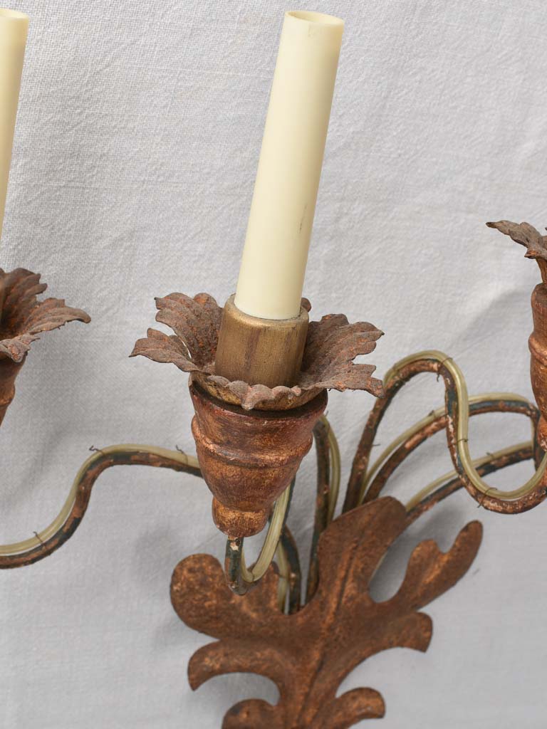 Pair of Italian wall sconces with five lights 22"