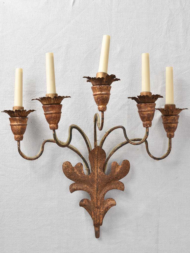 Pair of Italian wall sconces with five lights 22"