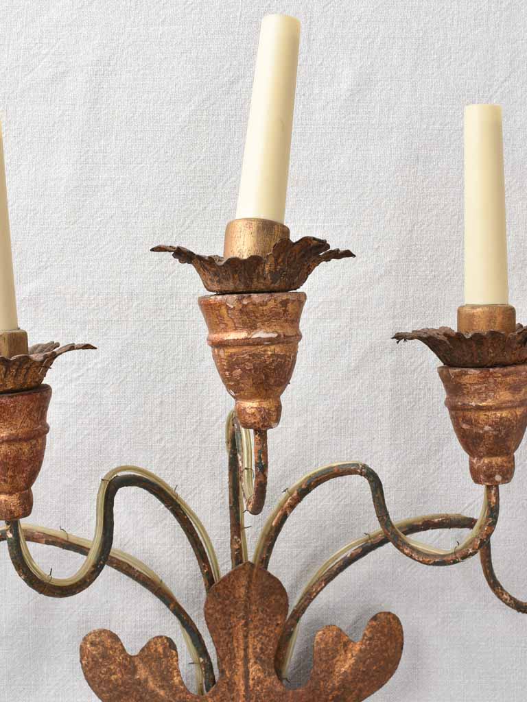Pair of Italian wall sconces with five lights 22"