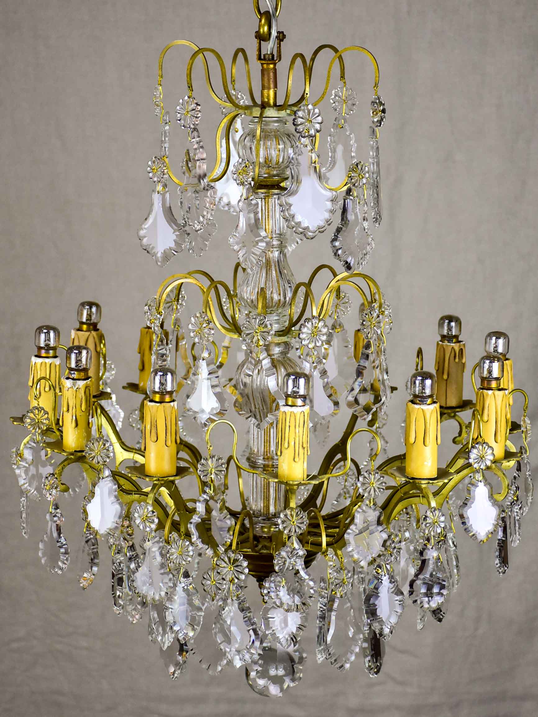 Antique French crystal chandelier - 12 lights