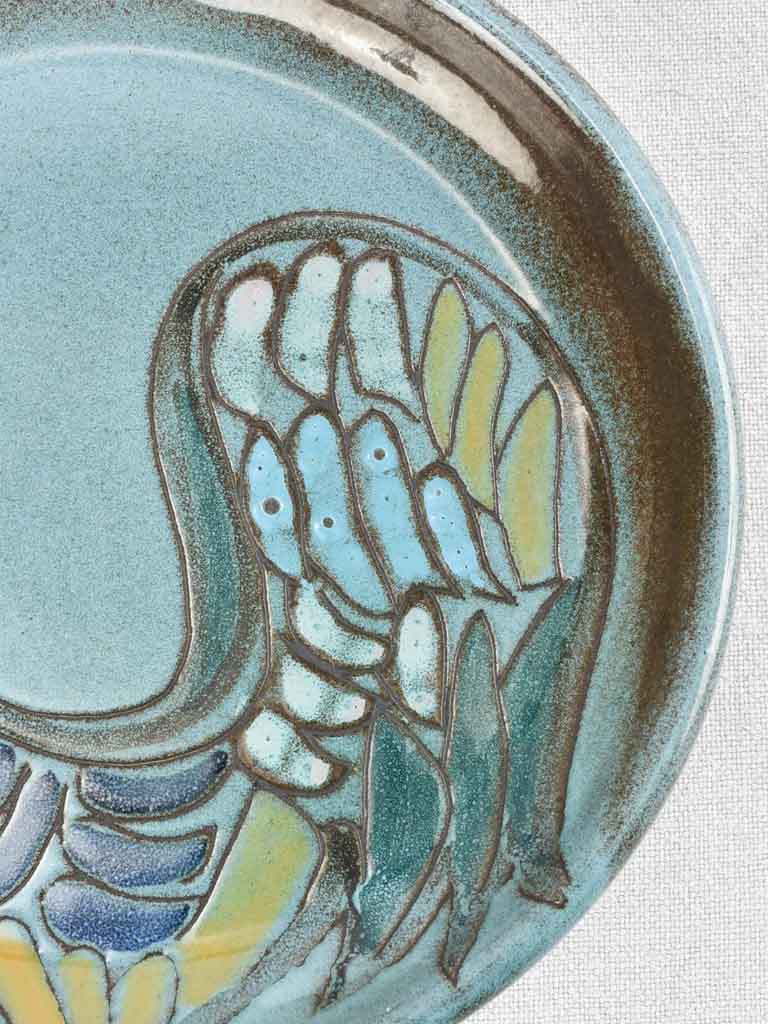 Artistic Dieulefit plate with rooster motif