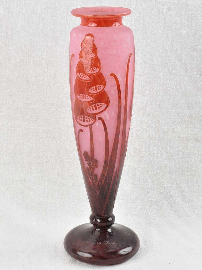 Antique pate de verre vase - Le Verre Français - 19¼"