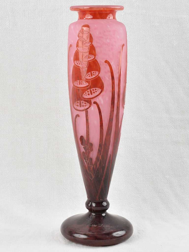 Antique pate de verre vase - Le Verre Français - 19¼"