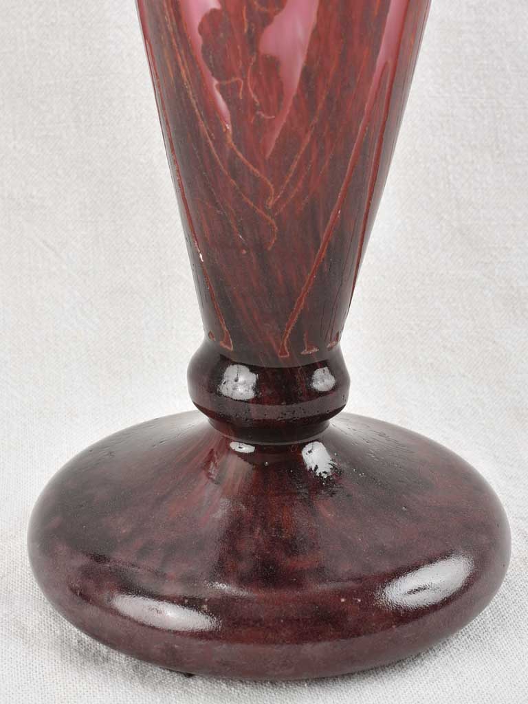 Antique pate de verre vase - Le Verre Français - 19¼"