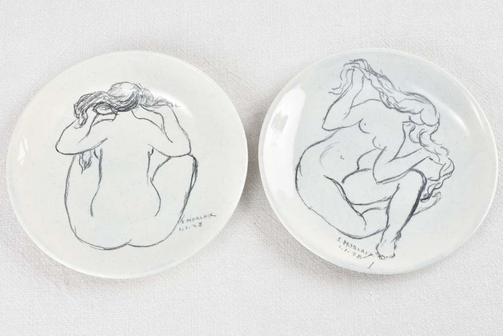 Pair of plates with figurative drawings 1978 - 8¼"