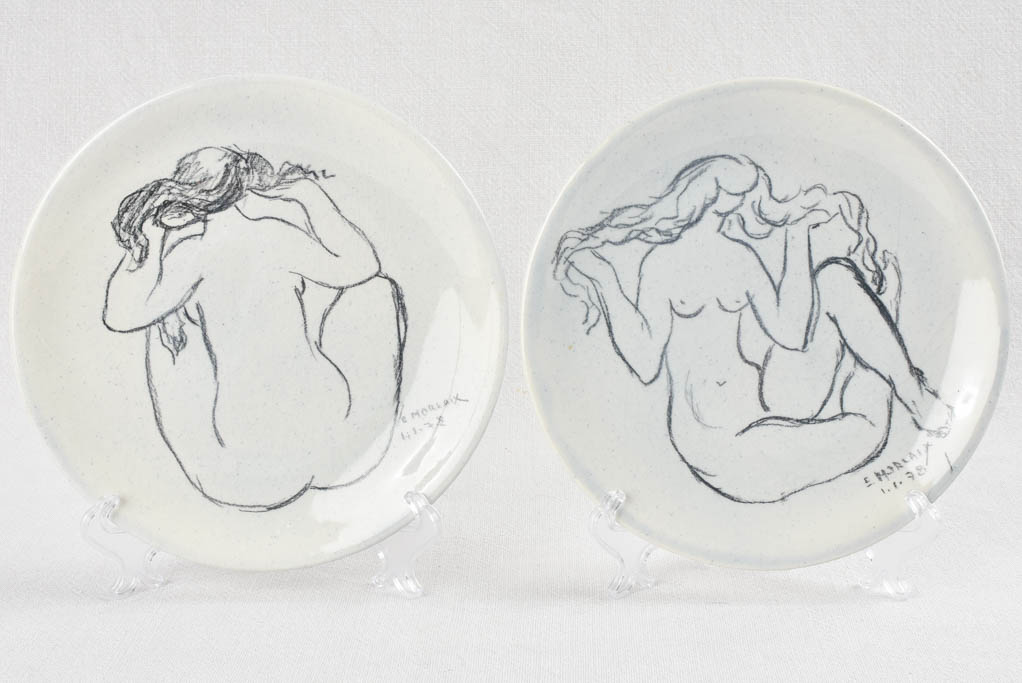 Pair of plates with figurative drawings 1978 - 8¼"