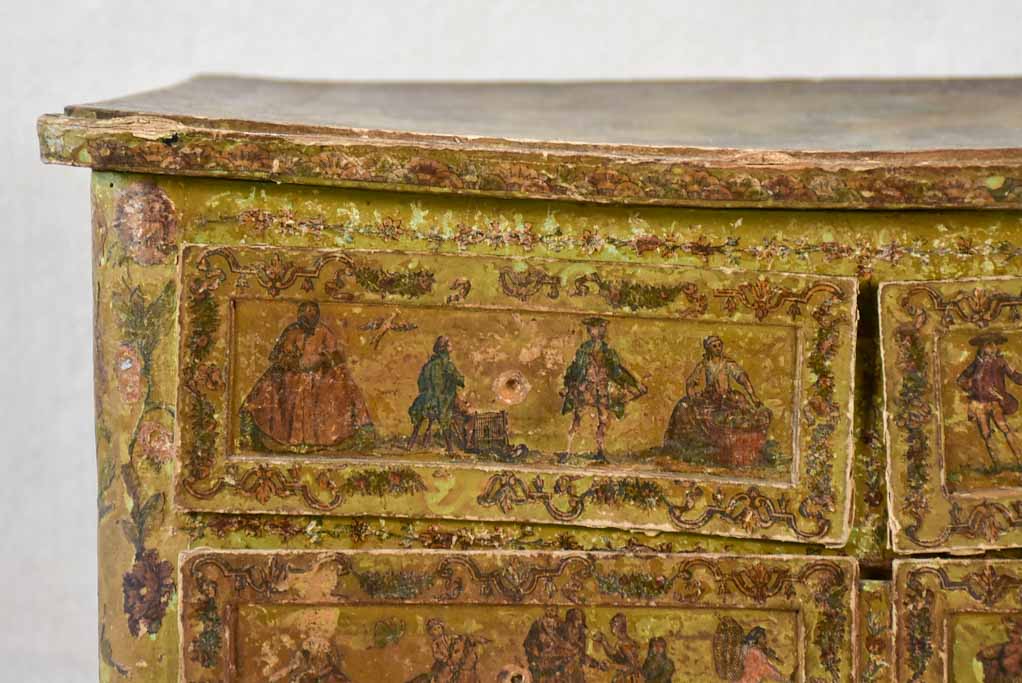 Exceptional miniature papier mâché 18th century commode de maitrise 15¾"