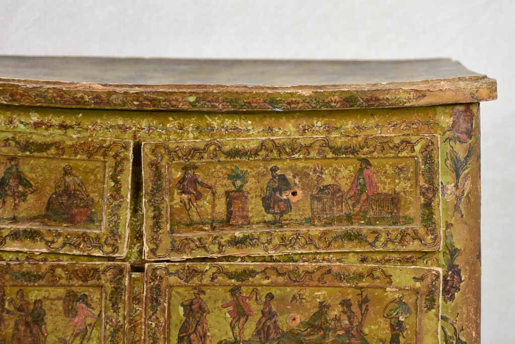 Exceptional miniature papier mâché 18th century commode de maitrise 15¾"