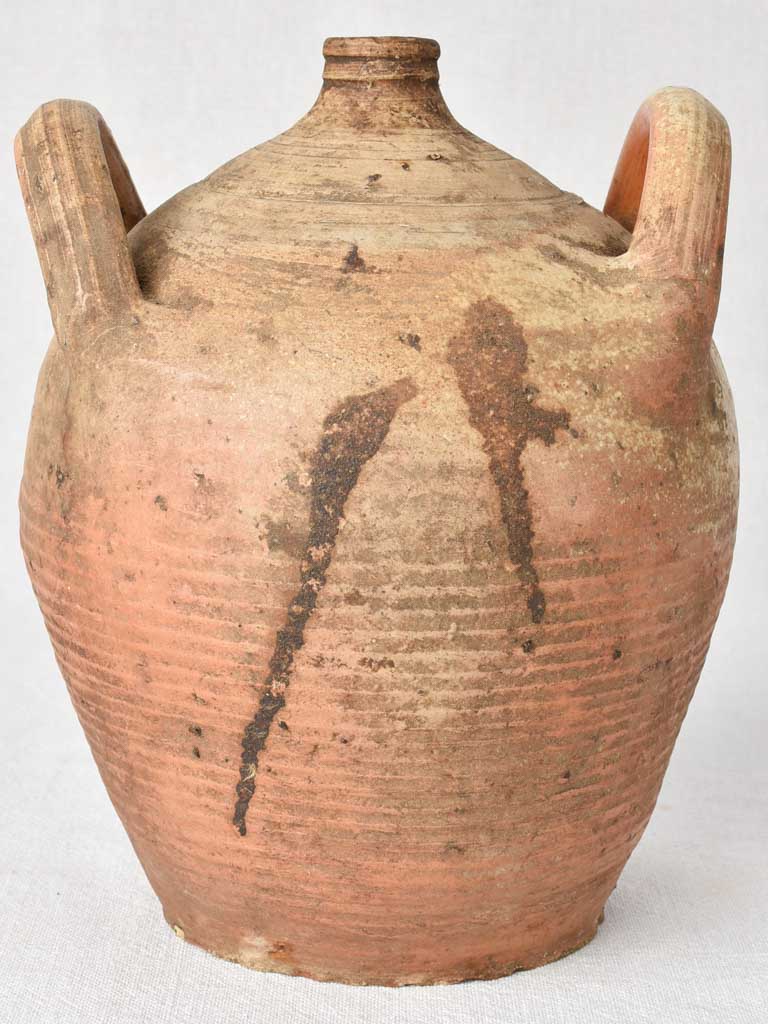 Late 19th century oil pitcher from Auvergne with 2 handles 8"