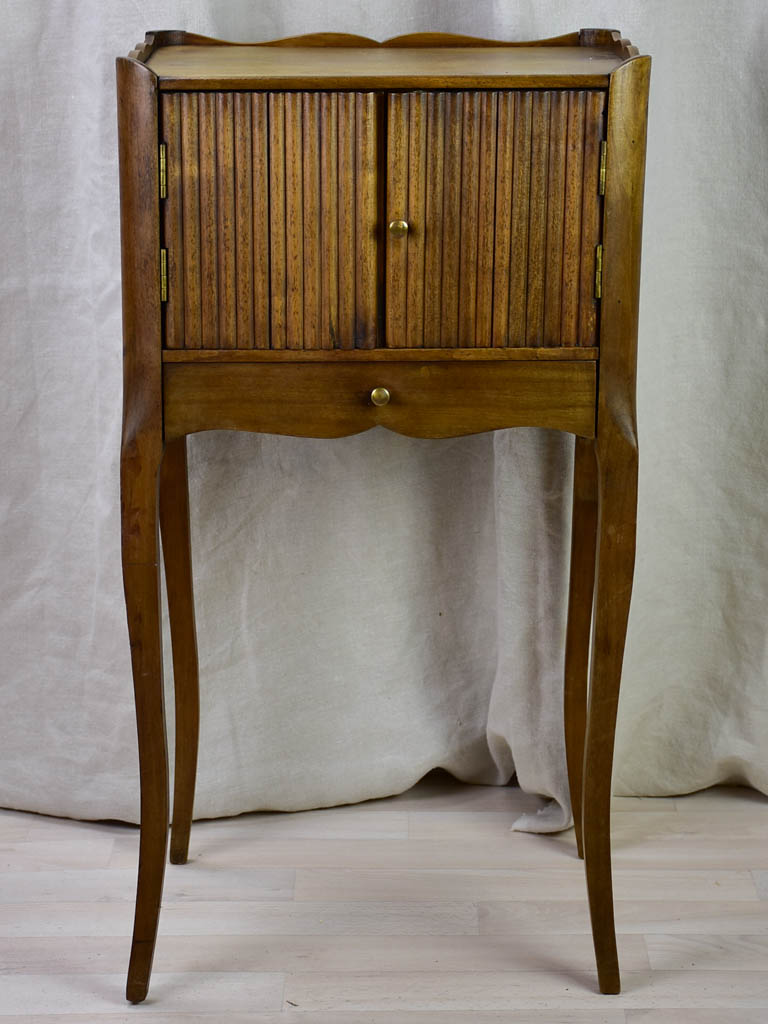 Antique French nightstand with ribbed doors and heart shaped cut out