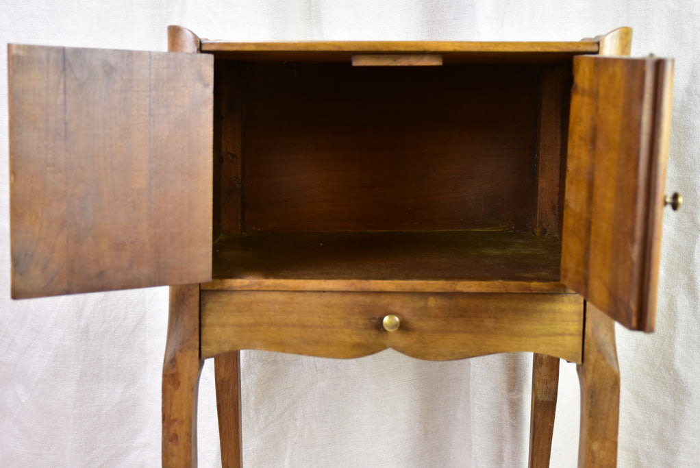 Antique French nightstand with ribbed doors and heart shaped cut out
