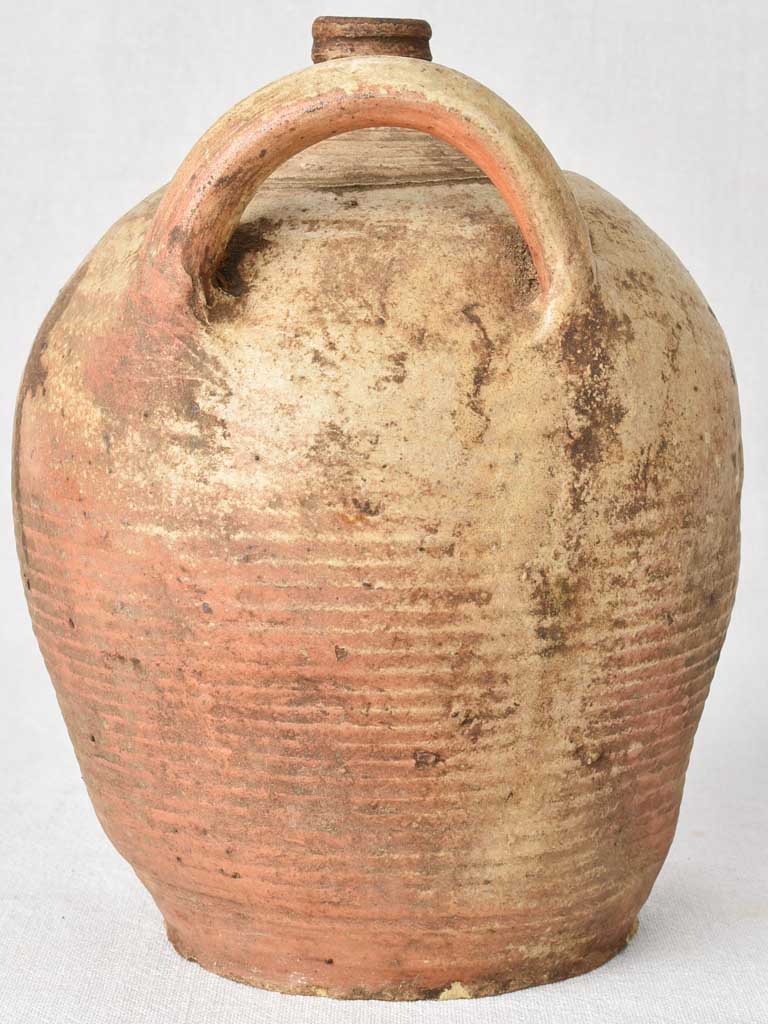 Late 19th century oil pitcher from Auvergne with 2 handles 8"