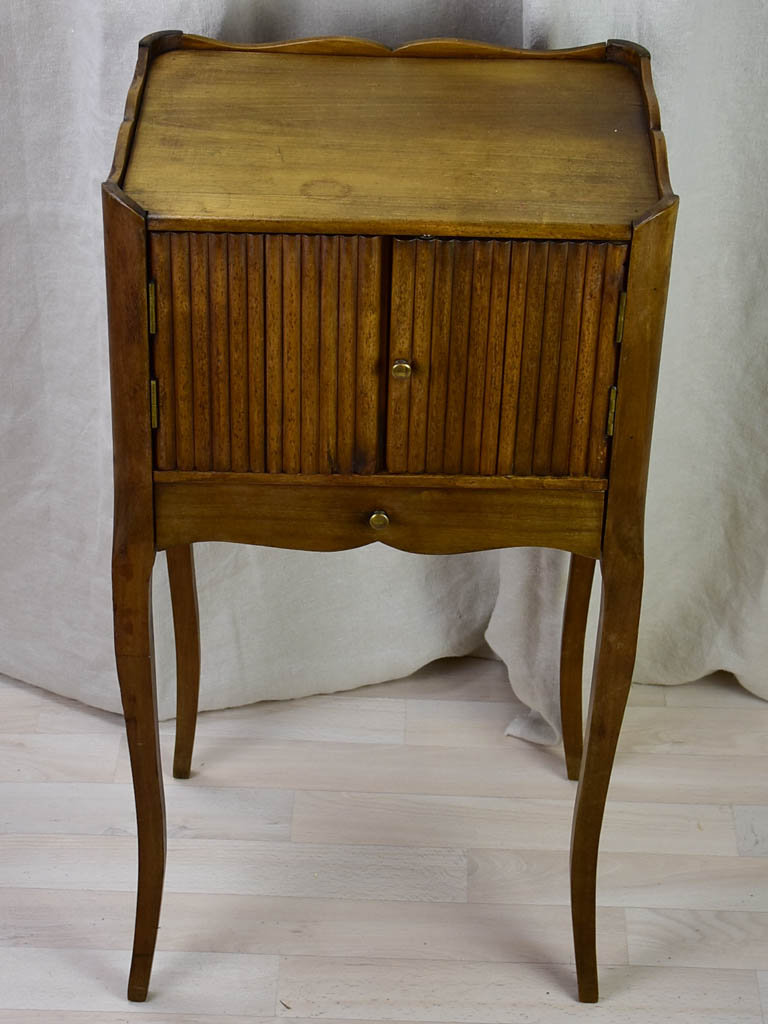 Antique French nightstand with ribbed doors and heart shaped cut out