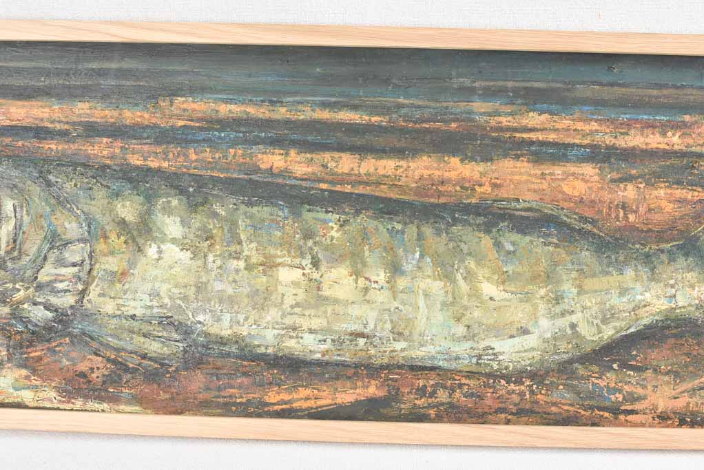 Large vintage fish still life painting - pike 39½"