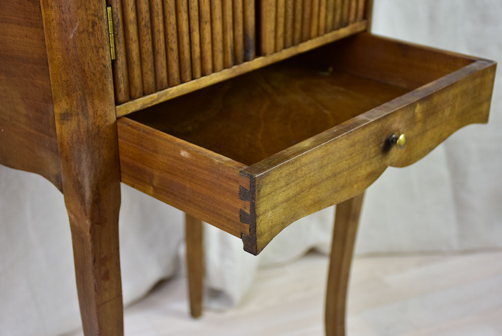 Antique French nightstand with ribbed doors and heart shaped cut out