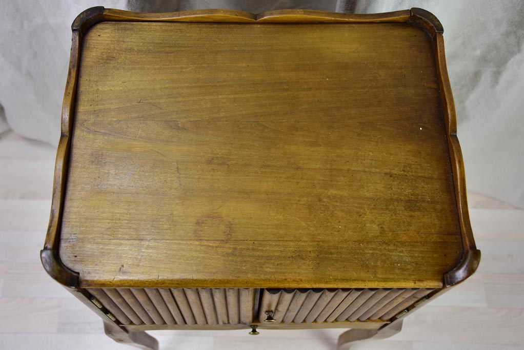 Antique French nightstand with ribbed doors and heart shaped cut out