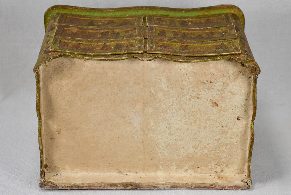 Exceptional miniature papier mâché 18th century commode de maitrise 15¾"