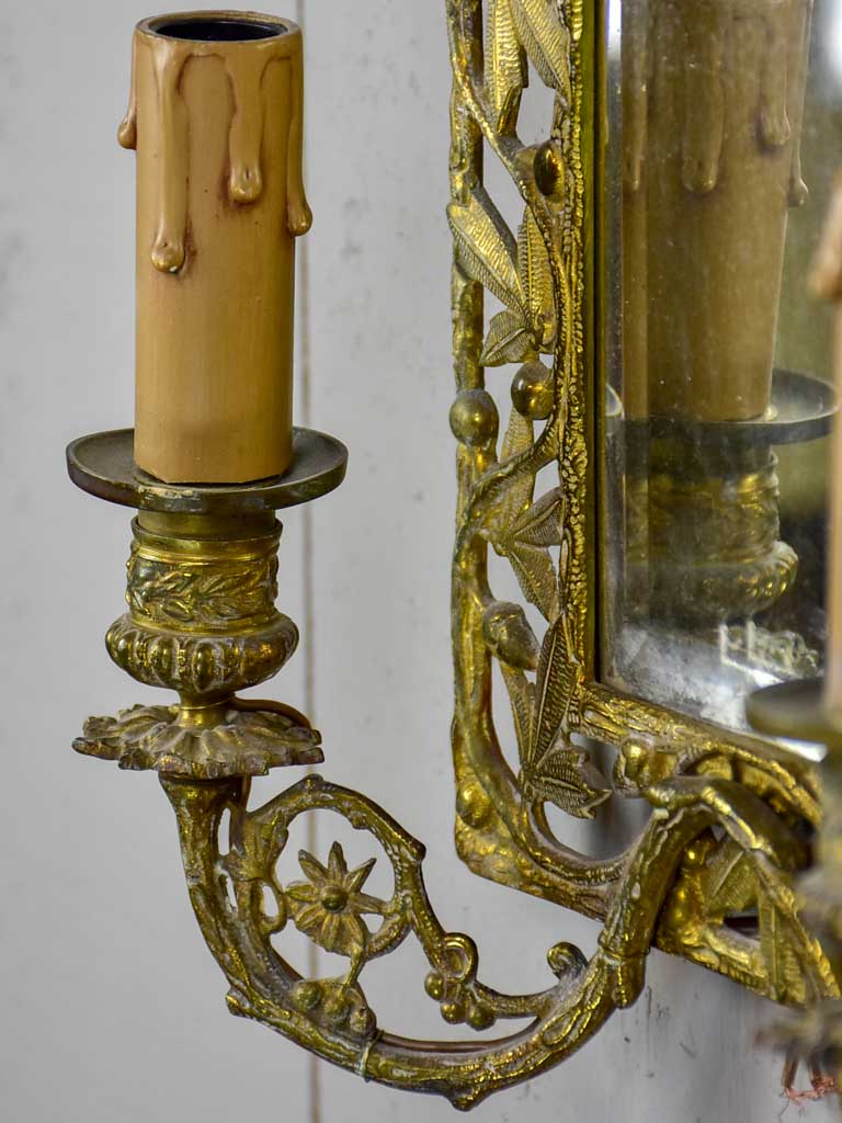 Pair of 19th Century French mirrored wall sconces