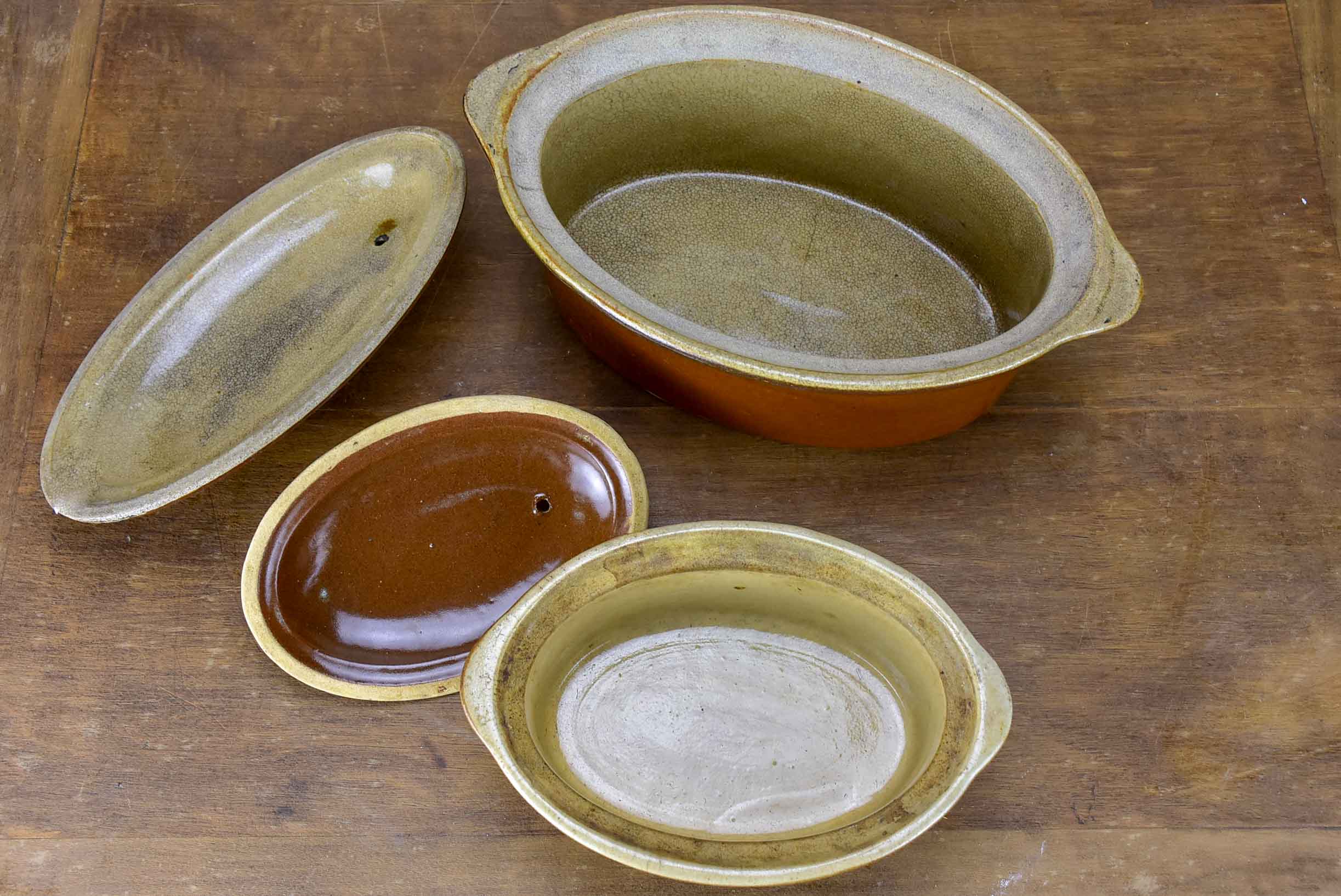 Two late 19th Century French tureens with brown glaze