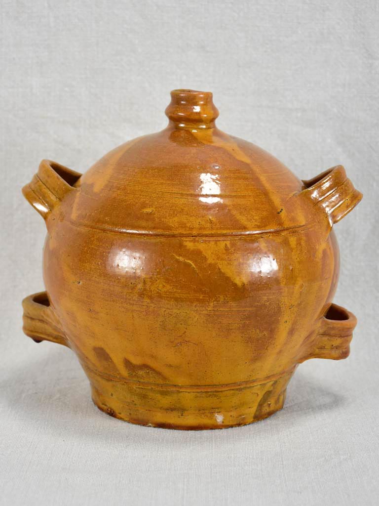 Small antique French conscience water jug with four handles 8¾"