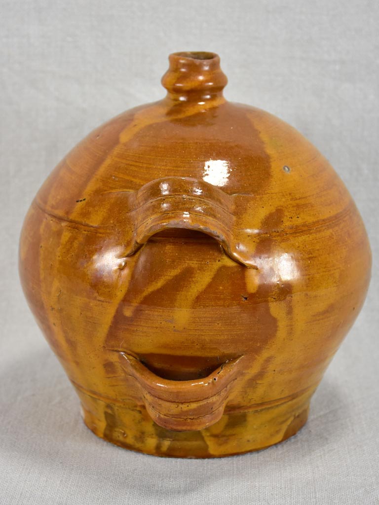 Small antique French conscience water jug with four handles 8¾"