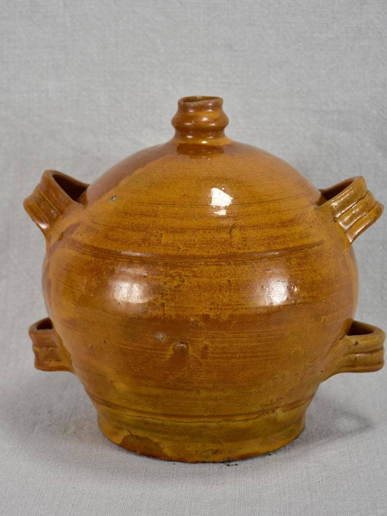 Small antique French conscience water jug with four handles 8¾"