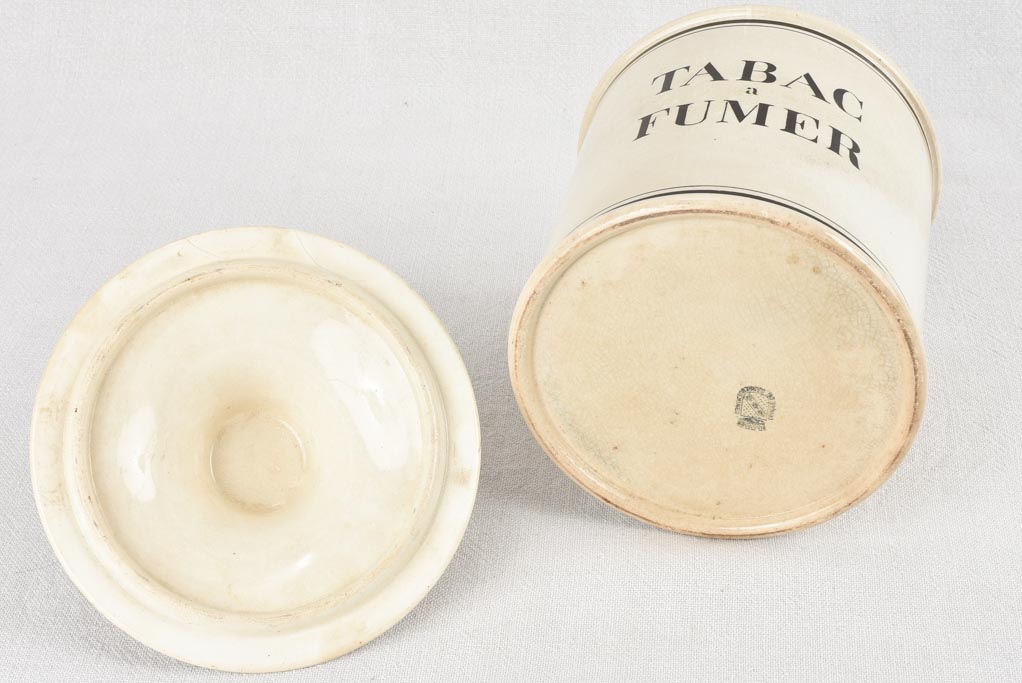 Tabac à Fumer lidded tobacco pot black and white 10¾"