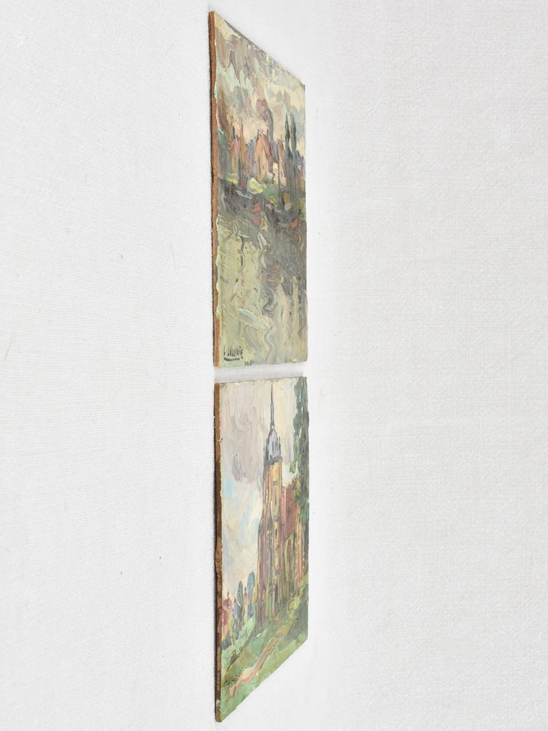 Two small paintings signed Lermonte - 1940s -7½" x 9¾"