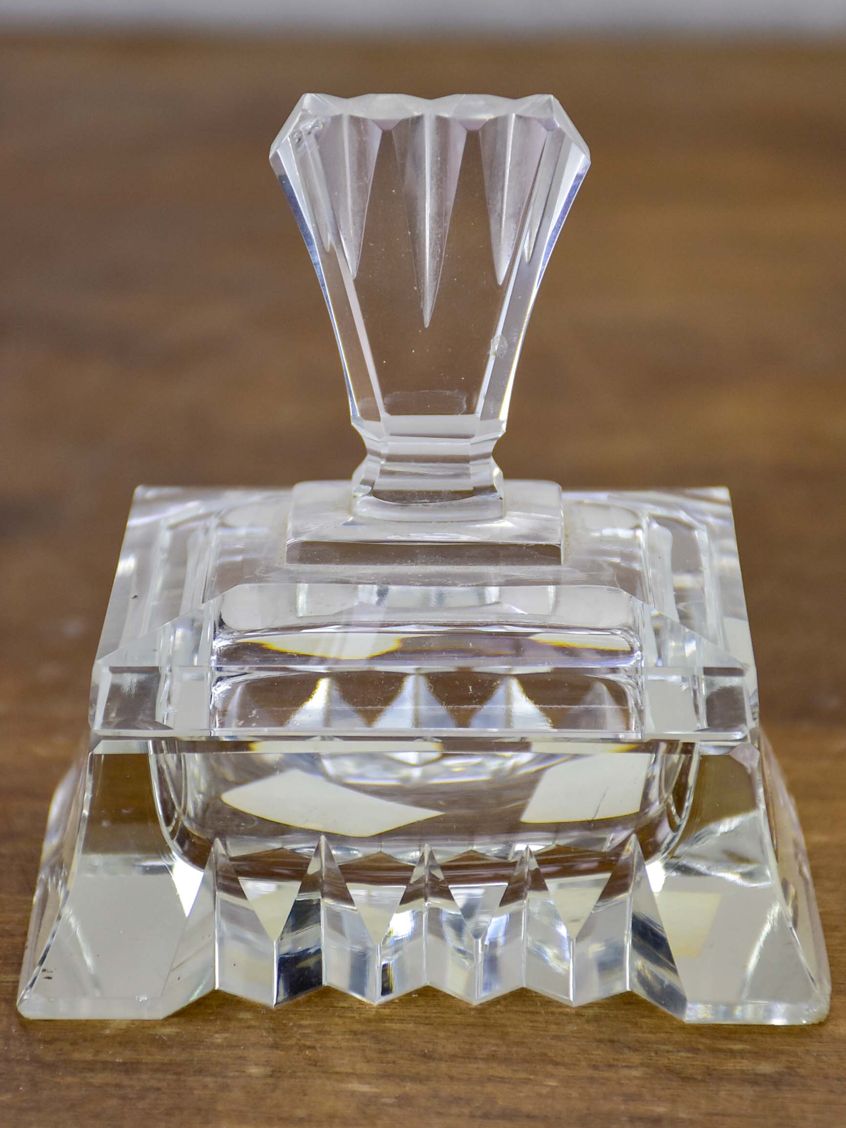 Antique French crystal perfume flask and vanity container